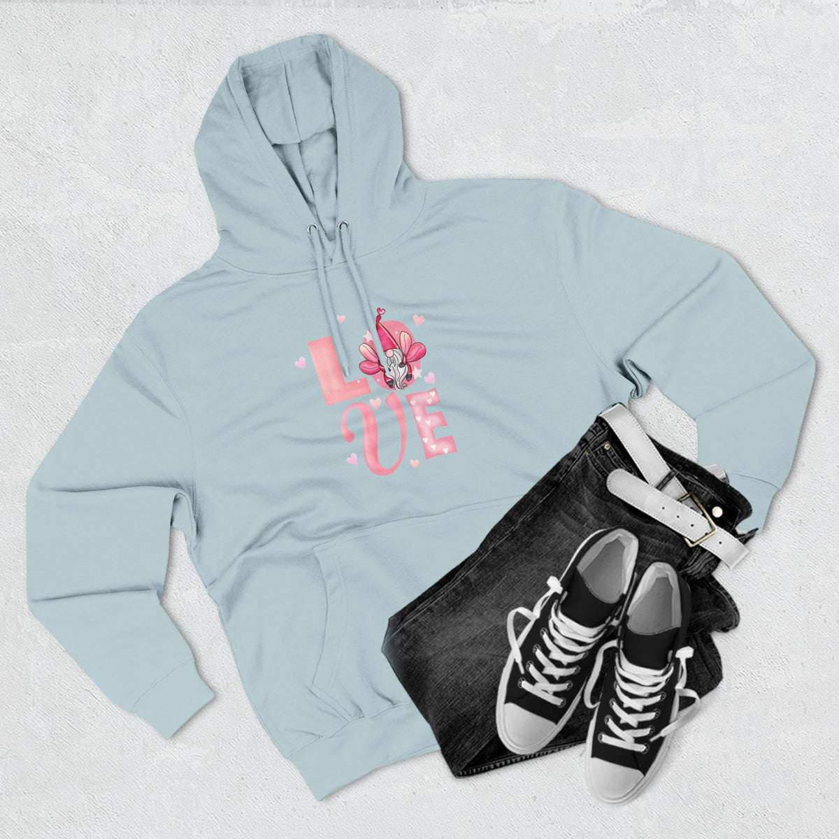 Love Blossom Hoodie — Pink Floral "LOVE" Graphic Fleece Hoodie