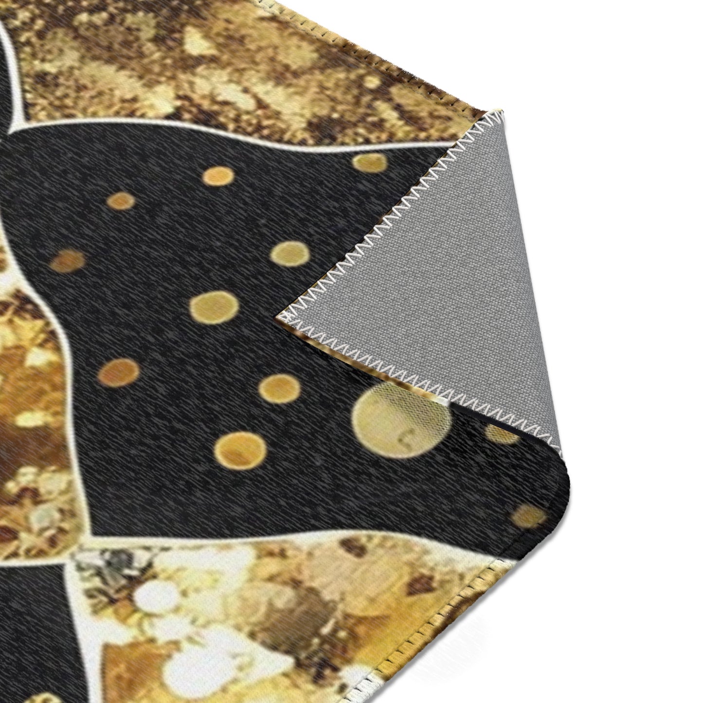 Elegant Area Rug with Gold and Black Pattern