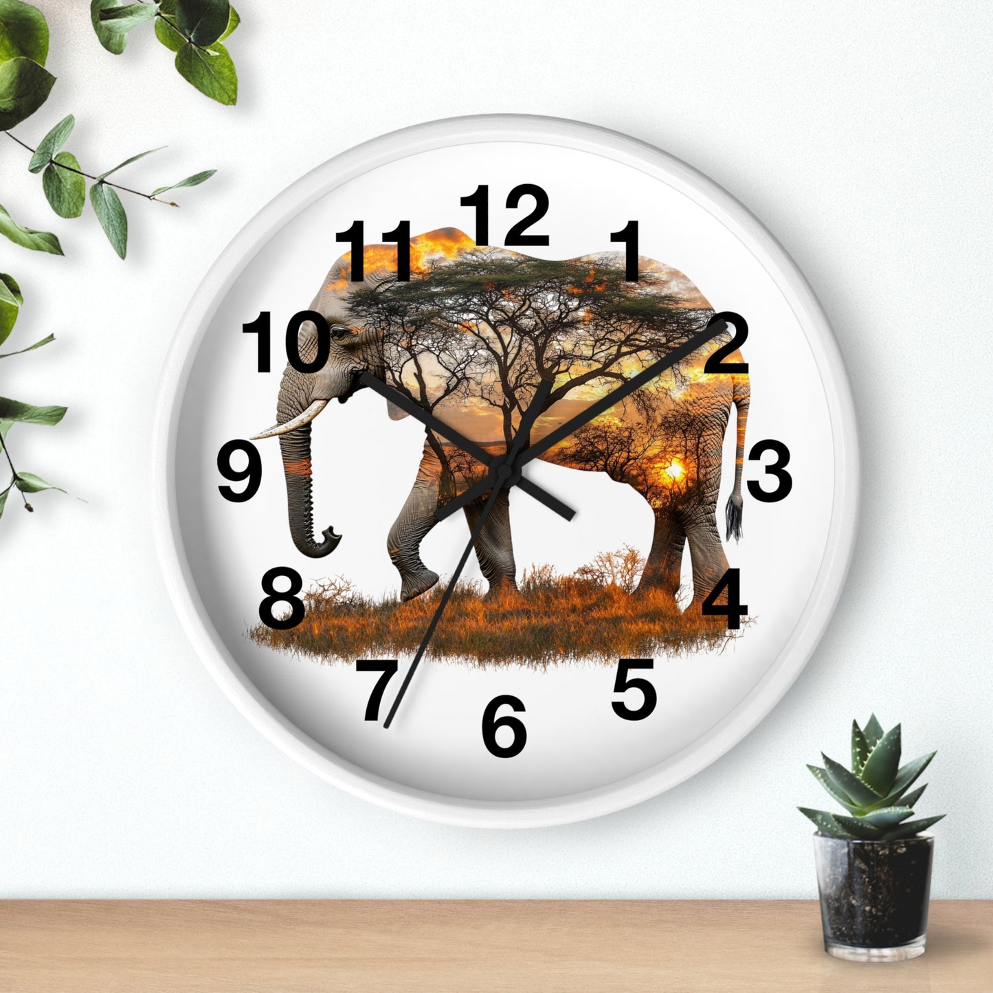 Elephant Sunset Wall Clock, Nature Decor, Wildlife Home Accessory, Animal Lover Gift, Safari Themed Clock, Unique Wall Art