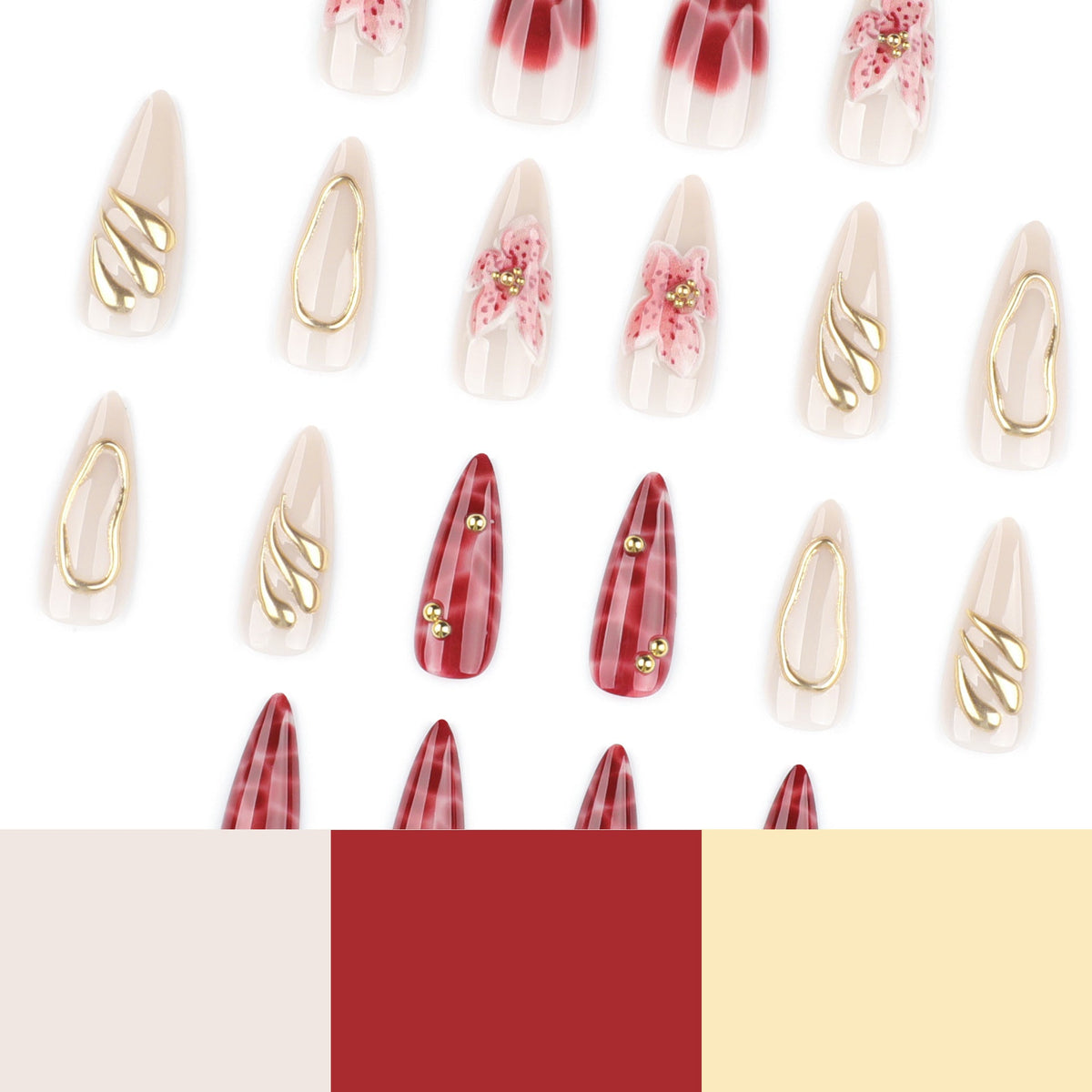 Metallic Floral Sculpted Art Nails for Statement Style – Image 4
