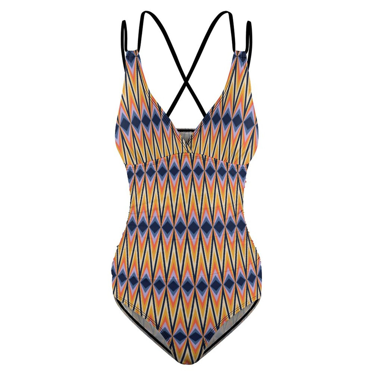Women's One Piece Swimsuit Tummy Control V Neck Swimwear Multicolor