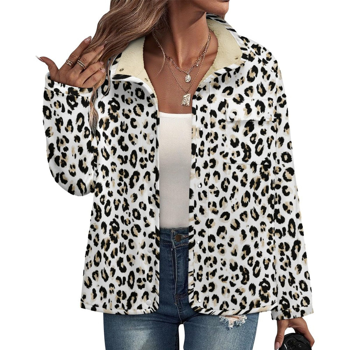 Stand-up Collar Fleece Casual Jacket