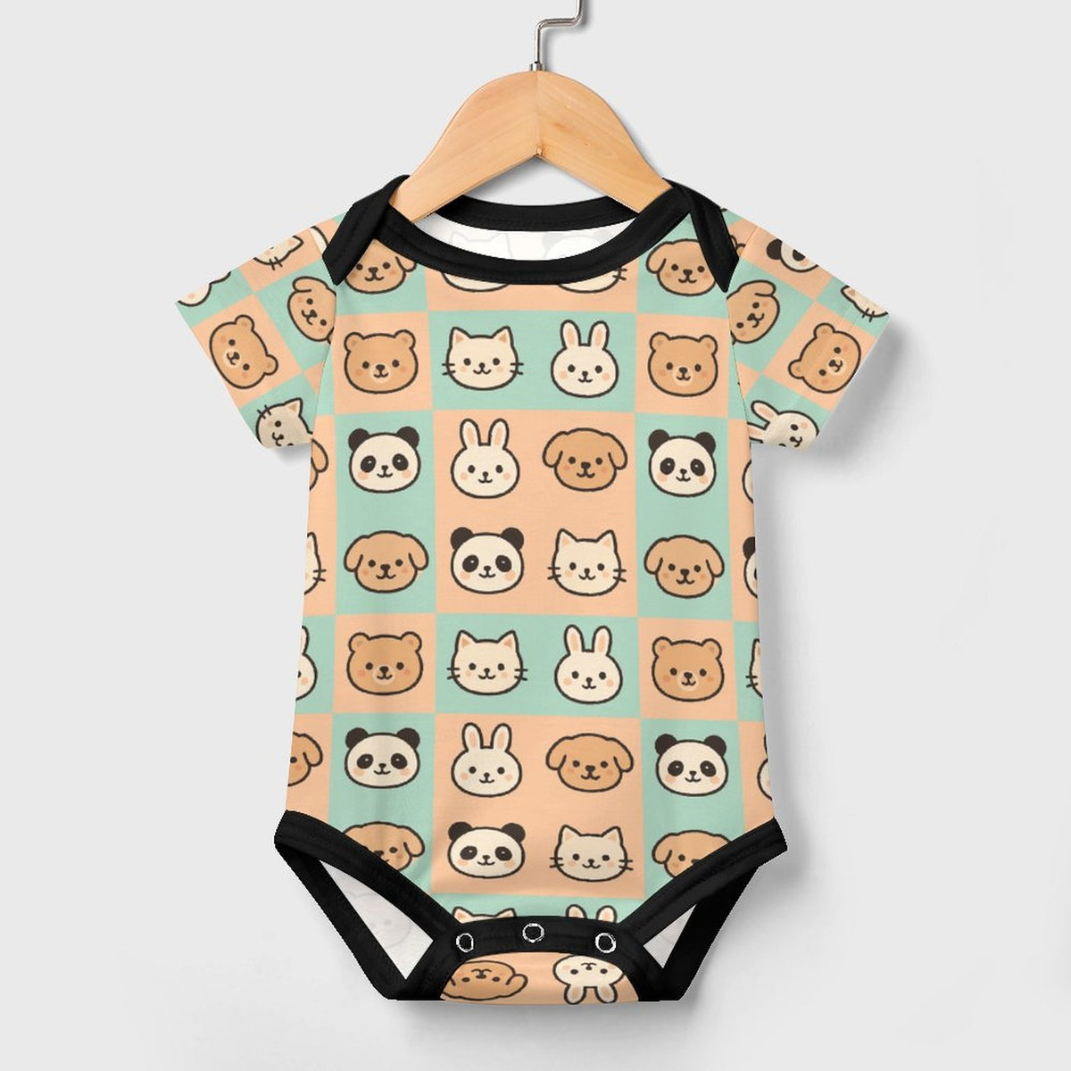 Faux Cotton Short Sleeve Baby Romper cutie animals