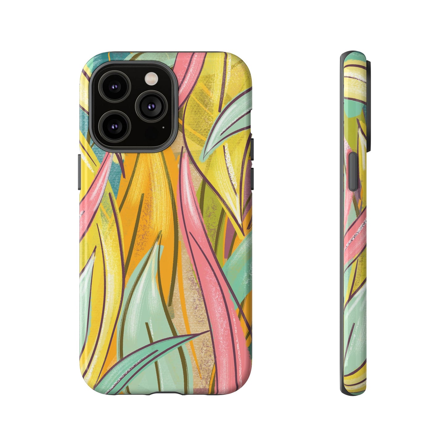 Vibrant Phone Case with Colorful Leaf Design, Tough Cases for Nature Lovers, Eco-Friendly Gift, Summer Vibes, Floral Phone Cover