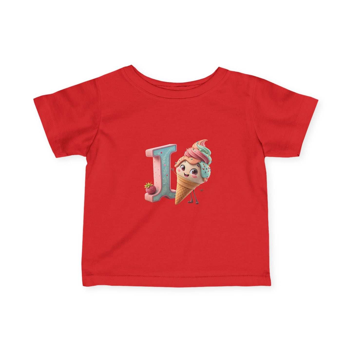 Ice Cream Letter J Infant Tee, Cute Baby Shirt, Kids Birthday Gift, Summer Outfit, Personalized Toddler Gift