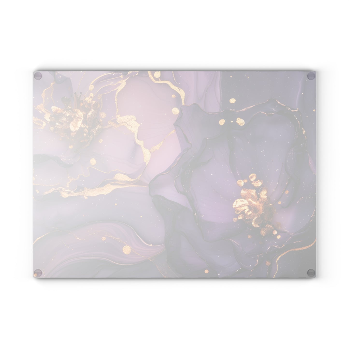 Floral Art Glass Cutting Board, Elegant Kitchen Decor
