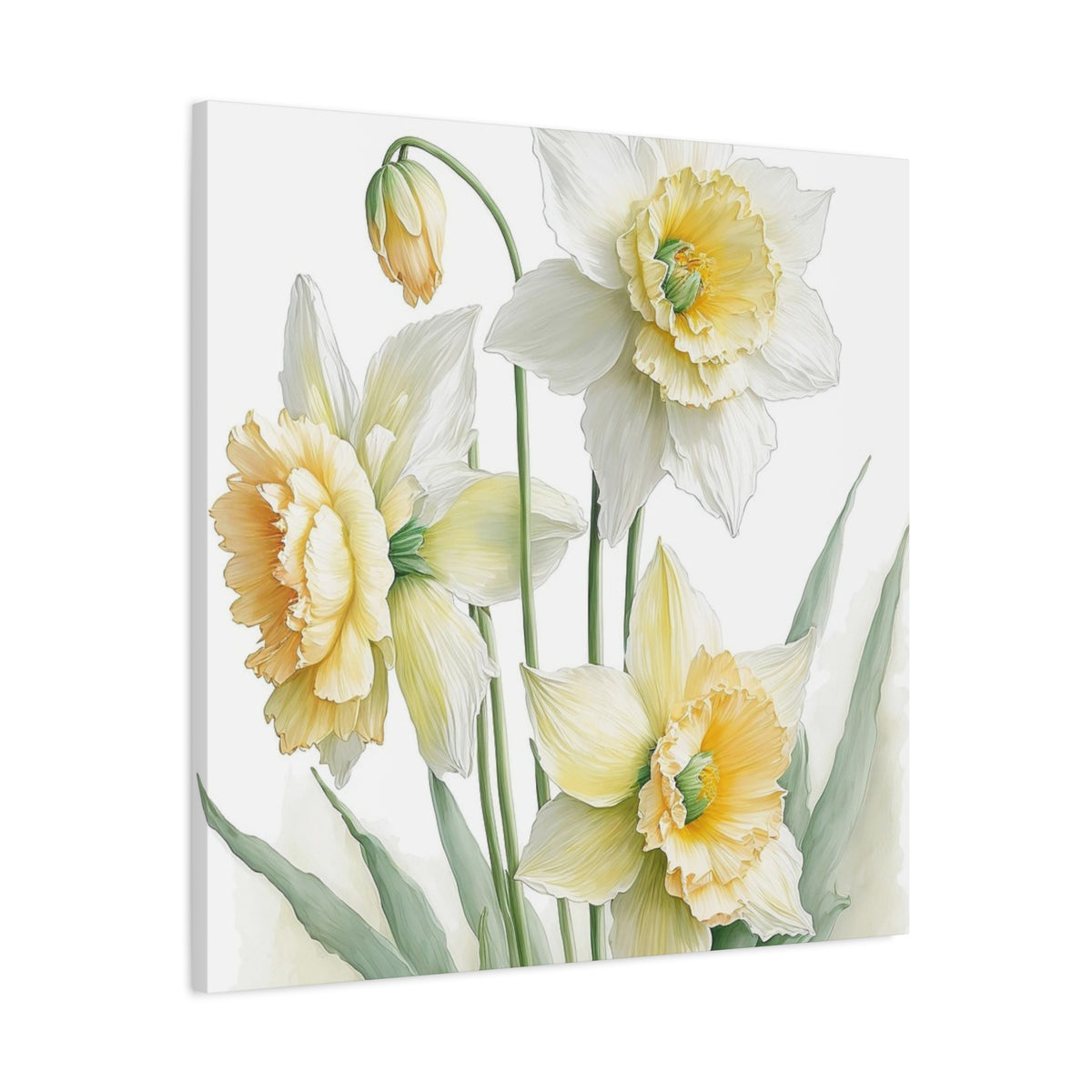Matte Canvas, Stretched, 1.25" beautiful flowers white and yellow.