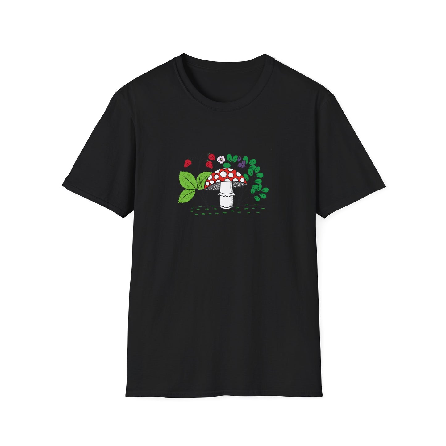 Whimsical Mushroom T-Shirt for Nature Lovers, Casual Tees, Gift for Gardeners, Unisex Softstyle Shirt, Eco-Friendly Apparel