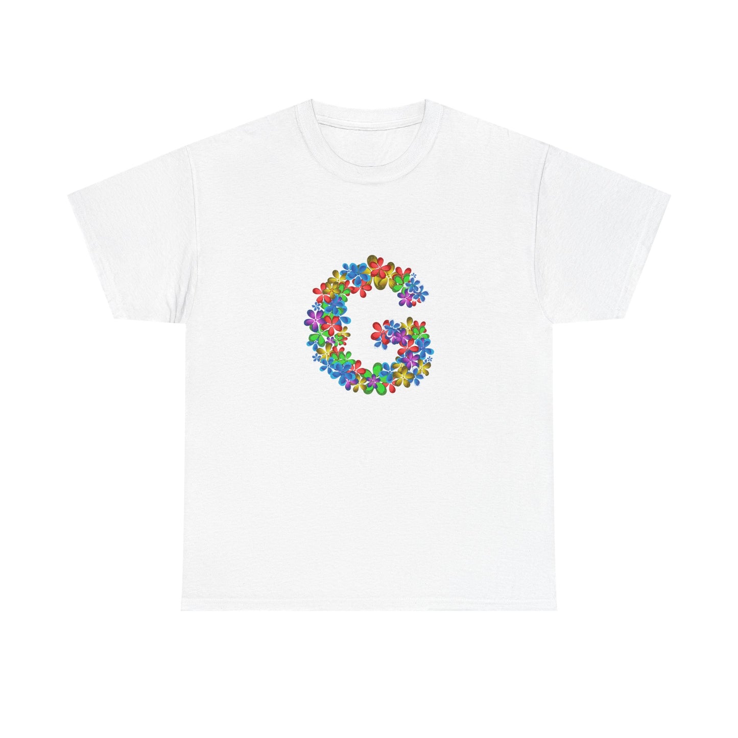 Floral Initial Unisex Tee - Personalized Gift, Casual Summer Wear, Birthday Present, Eco-Friendly Tee, Customizable Clothing