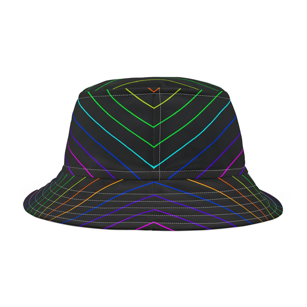 Neon Stripe Bucket Hat — Rainbow Lines Pattern AOP