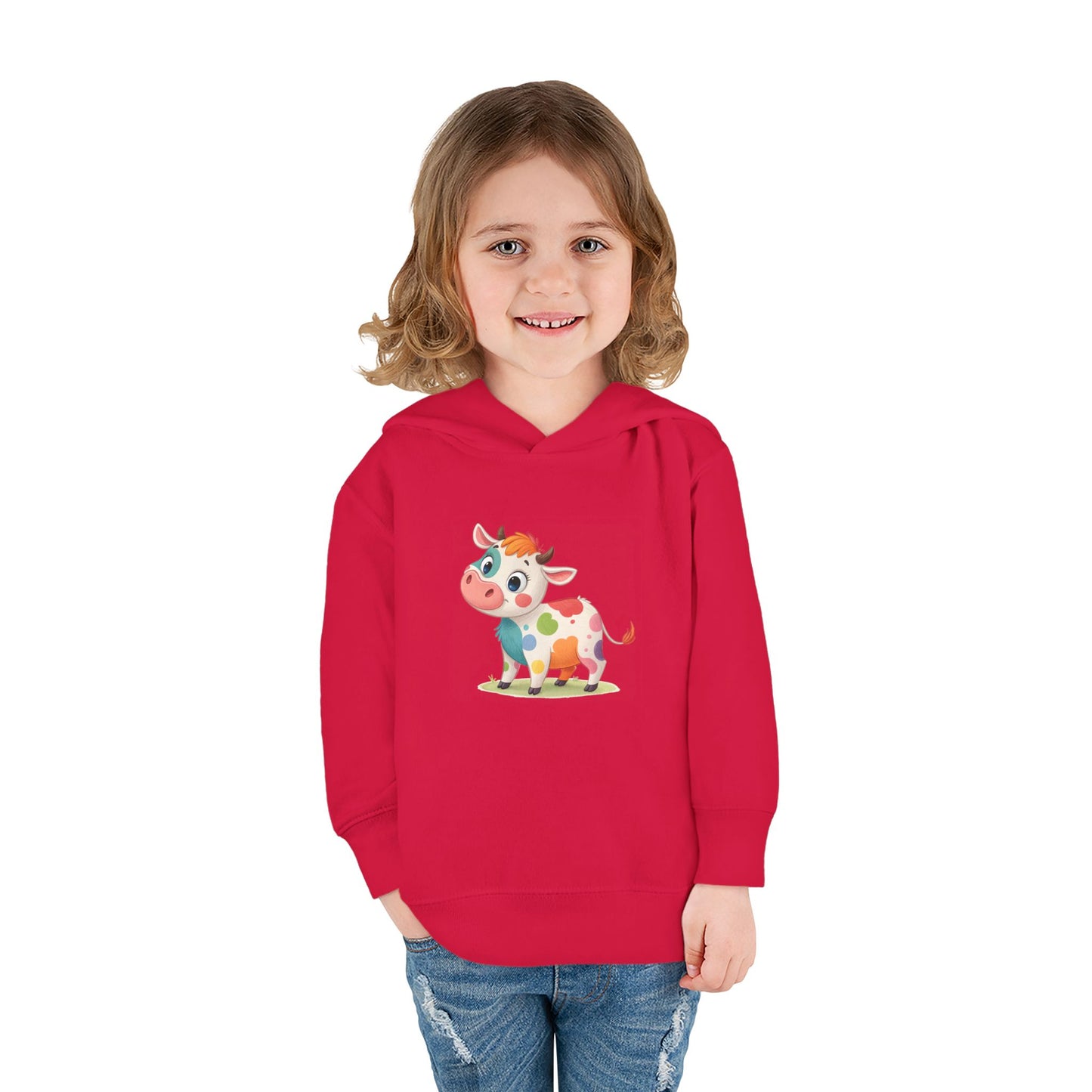 Cute Cow Toddler Pullover Fleece Hoodie, Kids' Hoodie, Animal Hoodie, Cozy Kids Apparel, Fun Gifts for Toddlers, Birthday Gift