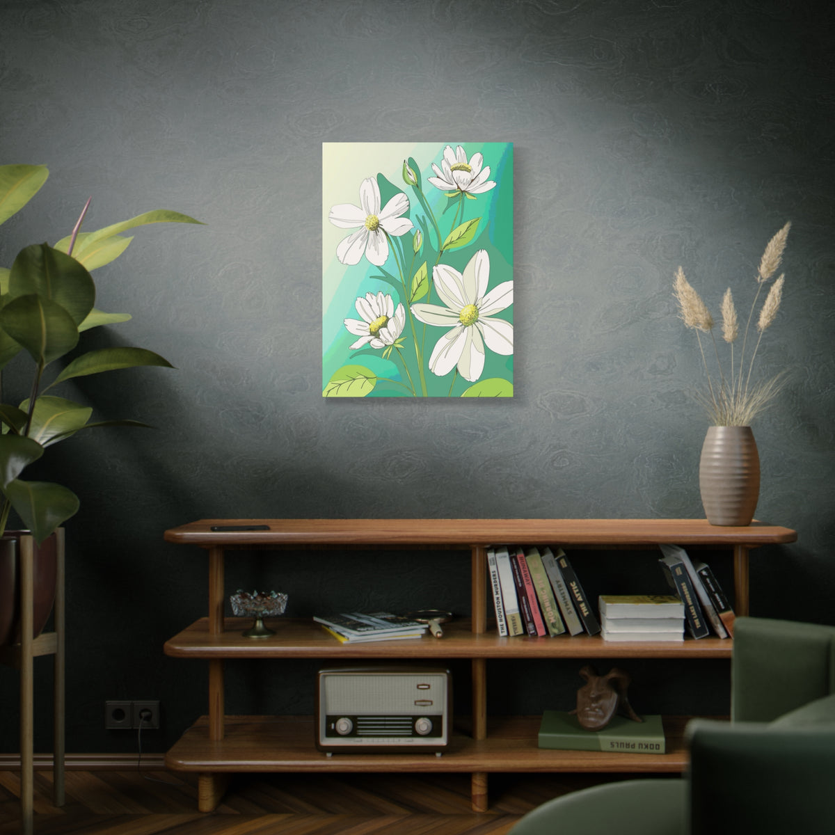 Matte Canvas, Stretched, 1.25" White Flowers