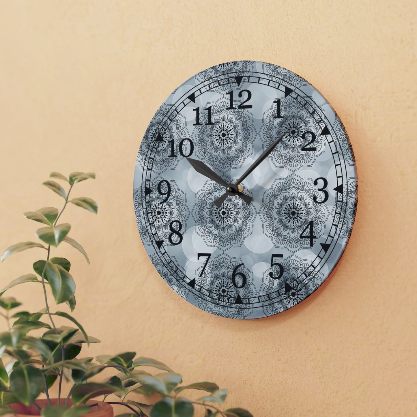 Elegant Floral Acrylic Wall Clock