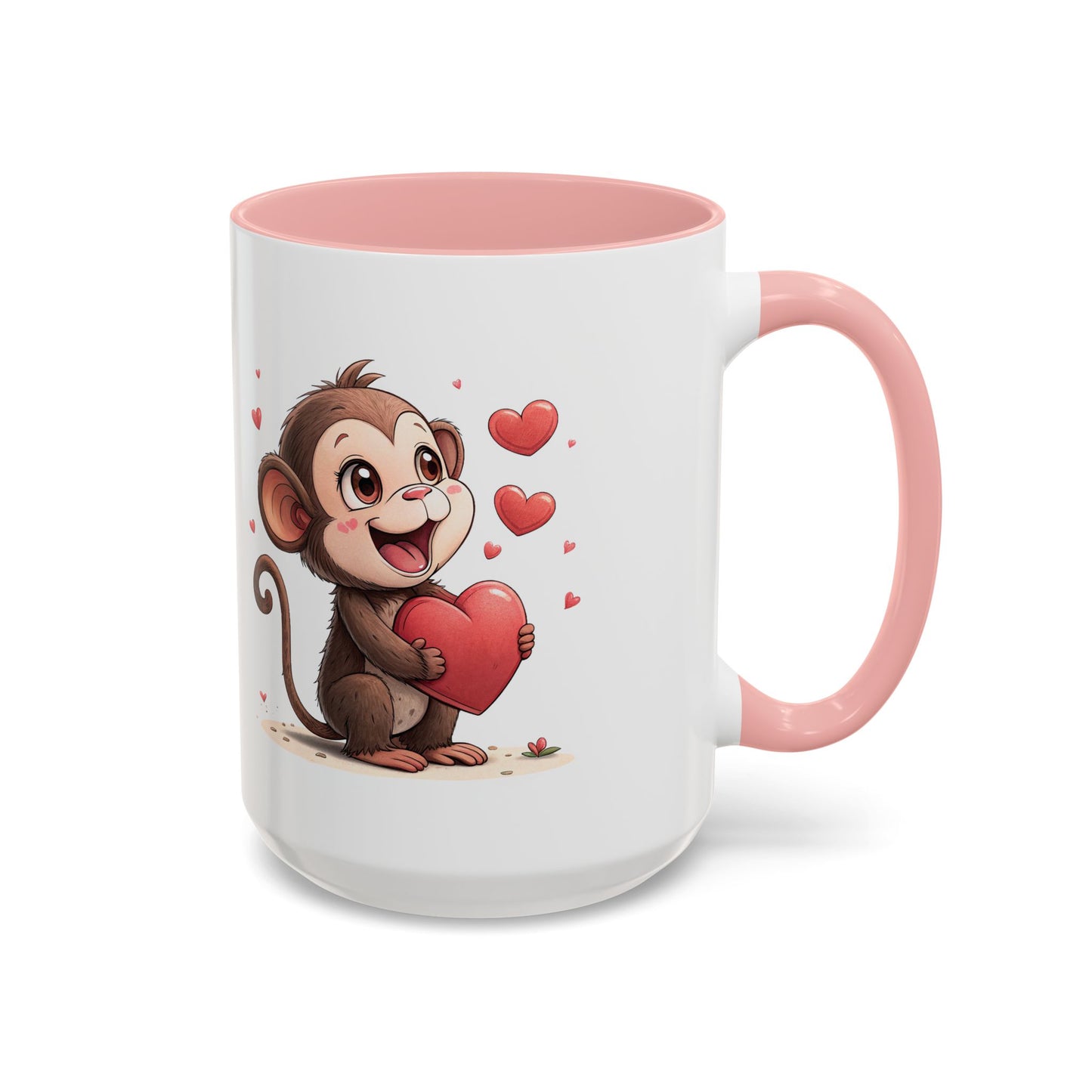 Cute Monkey Love Coffee Mug, Valentine's Gift, Animal Lover's Mug, Heartfelt Coffee Cup, Fun Kitchen Decor
