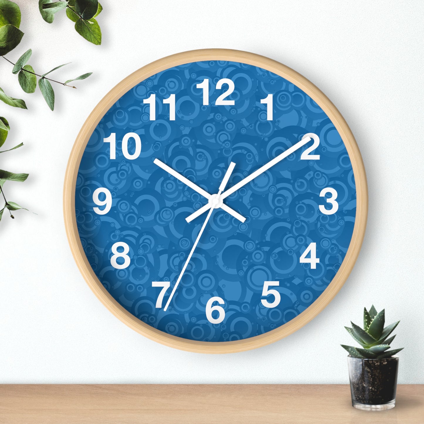 Modern Abstract Wall Clock, Home Decor, Unique Gift, Blue Pattern Clock, Wall Art for Living Room, Office Decor