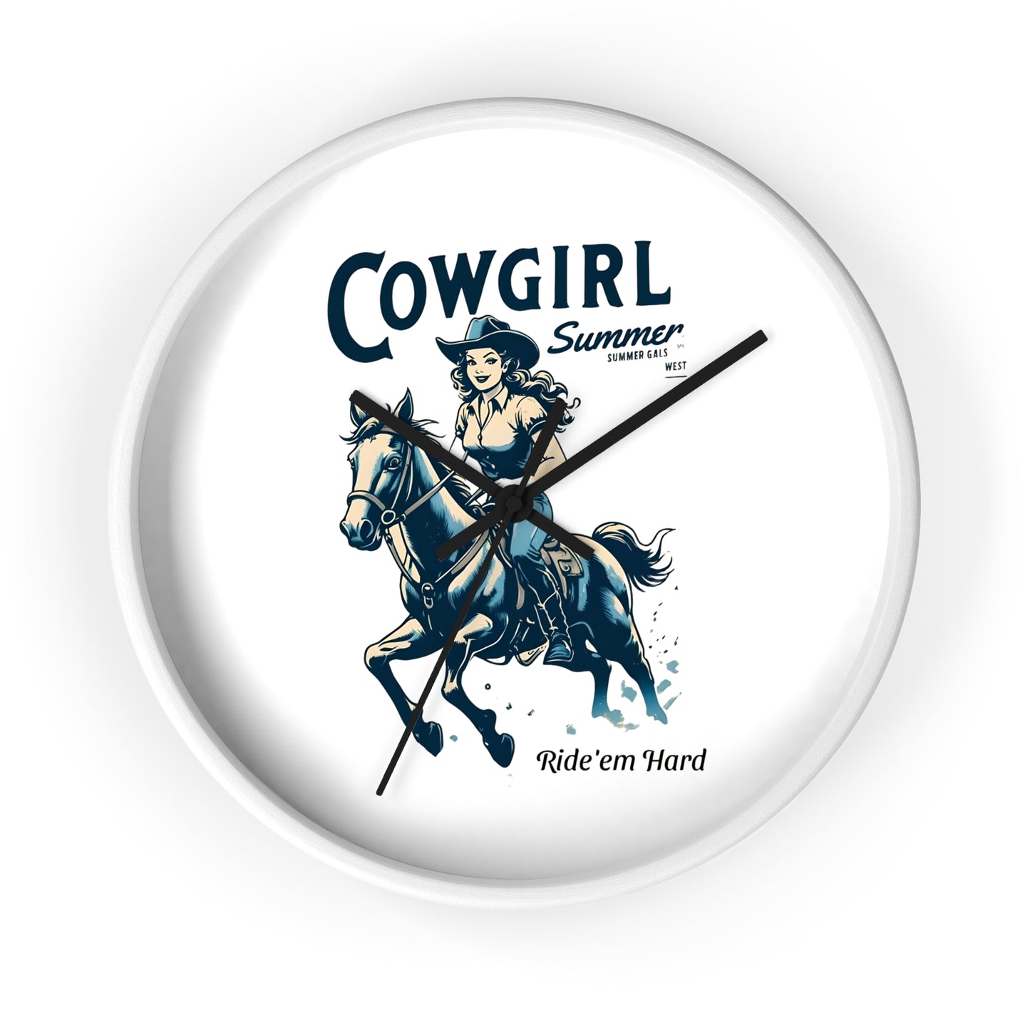 Cowgirl Summer Wall Clock Western Decor, Rustic Home, Rodeo Theme