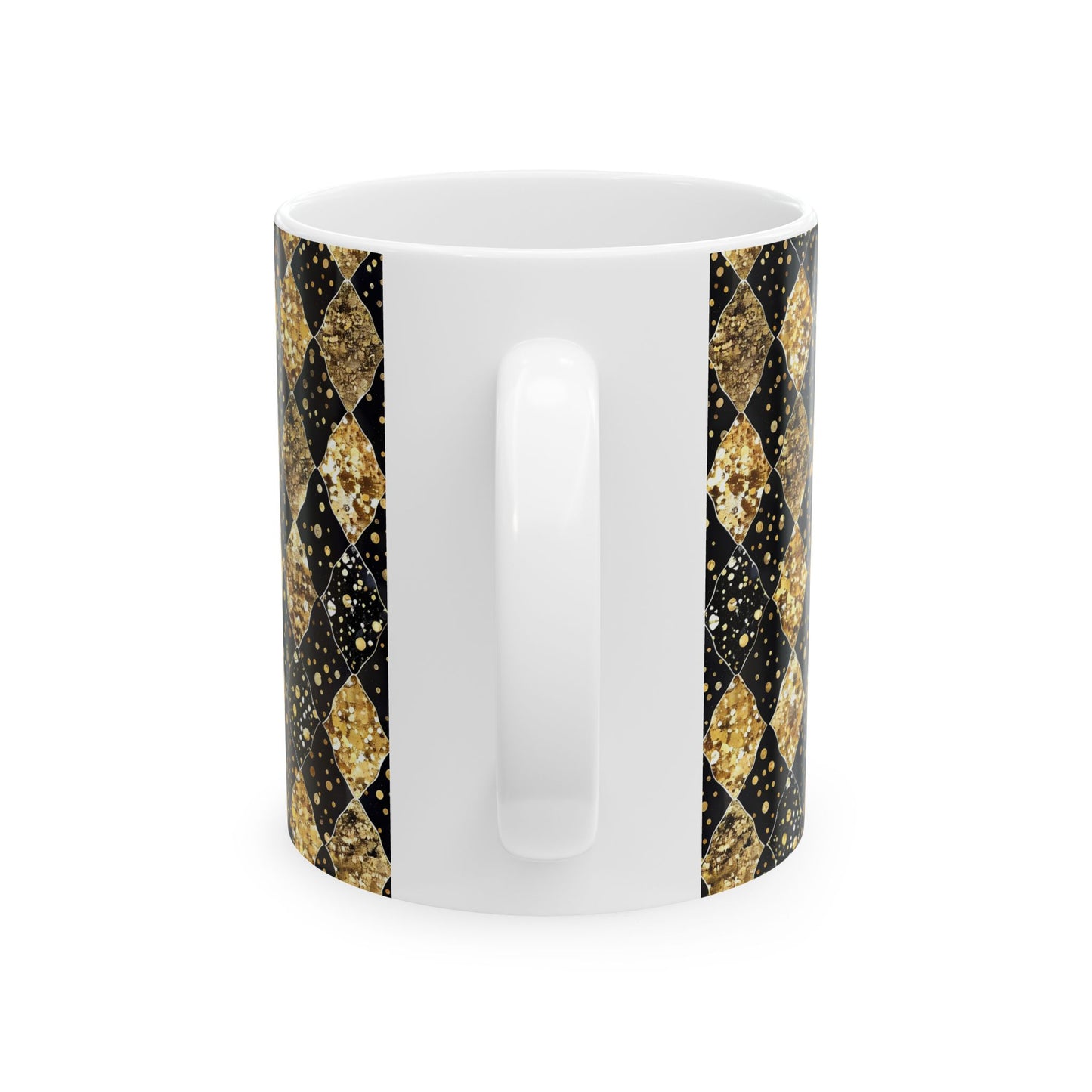 Elegant Gold and Black Harlequin Ceramic Mug