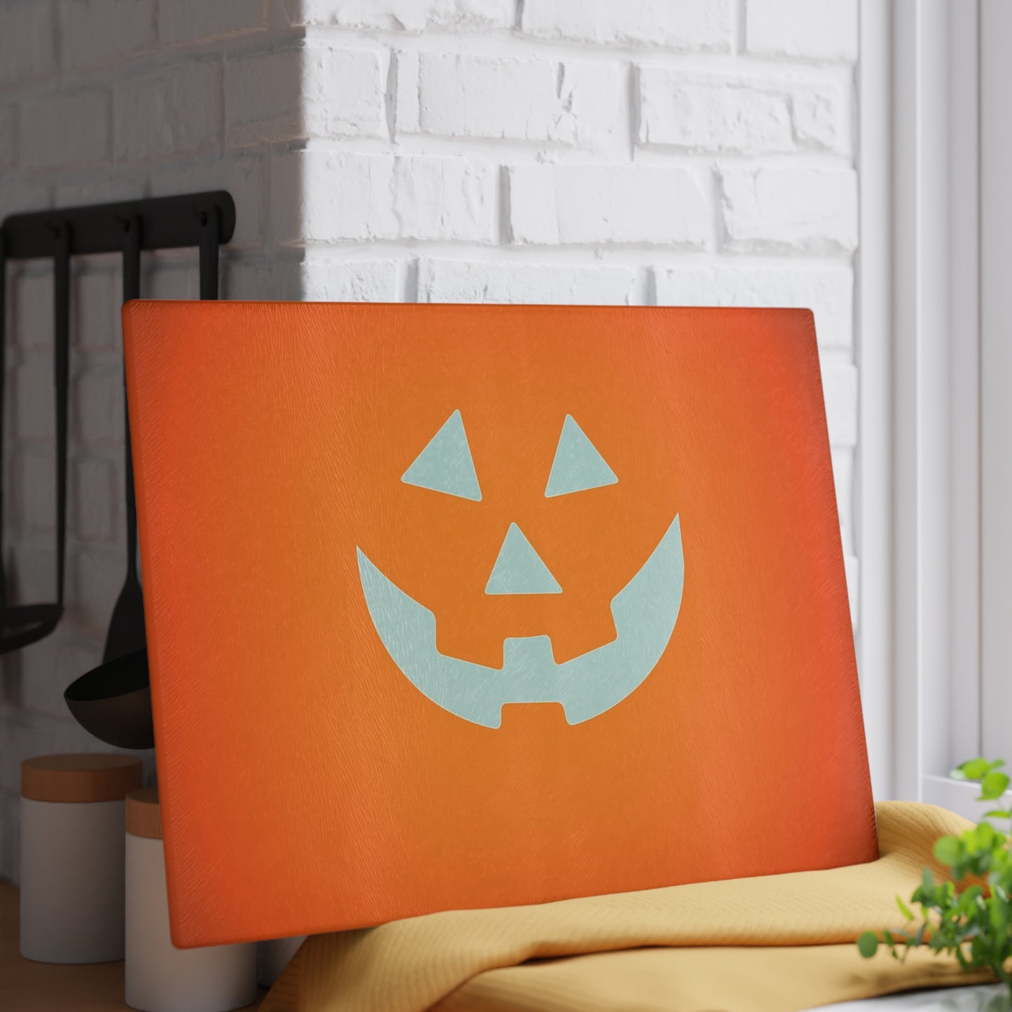 Halloween Pumpkin Glass Cutting Board, Festive Kitchen Decor, Fall Harvest Gift, Pumpkin Carving, Holiday Cooking