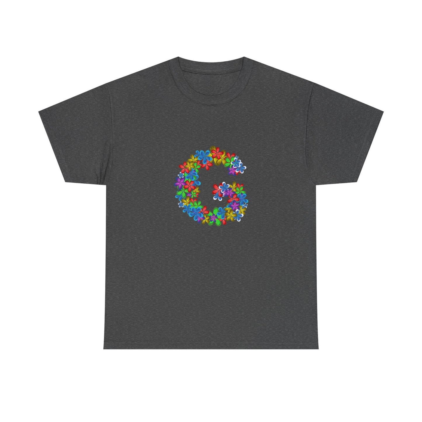 Floral Initial Unisex Tee - Personalized Gift, Casual Summer Wear, Birthday Present, Eco-Friendly Tee, Customizable Clothing