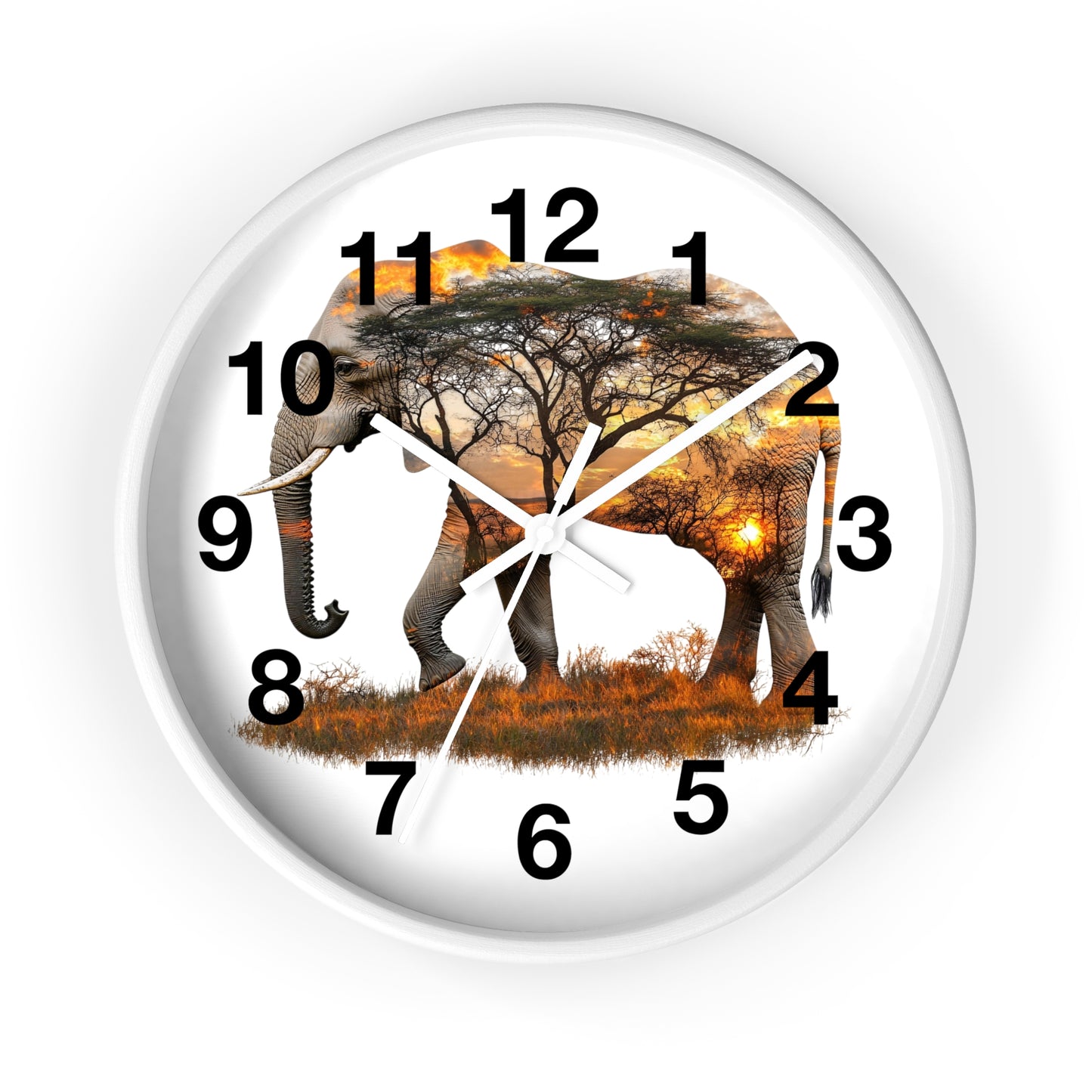 Elephant Sunset Wall Clock, Nature Decor, Wildlife Home Accessory, Animal Lover Gift, Safari Themed Clock, Unique Wall Art