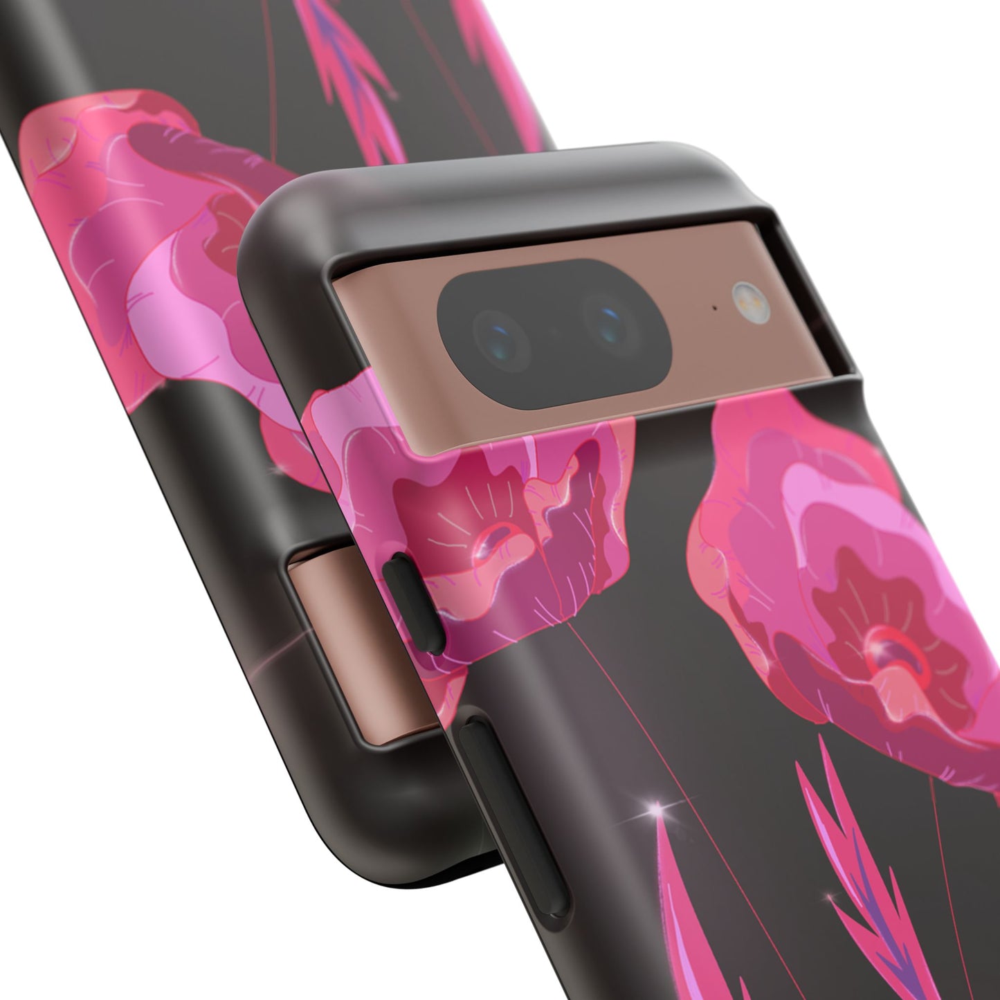 Floral iPhone Case | Tough Cases with Pink Poppy Design, Elegant Flower Phone Cover, Gift for Her, Spring Accessories, Chic Tech