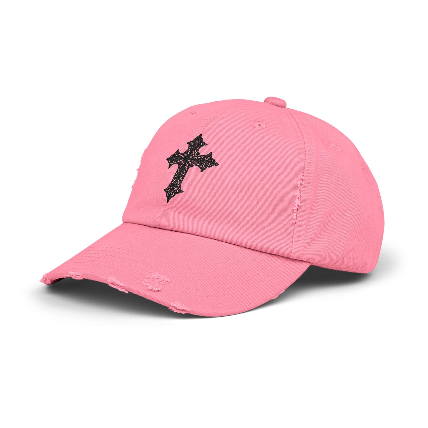 Cool Distressed Cap for Trendy Looks, Vintage Hat, Adjustable Cap, Cross Design, Casual Accessories