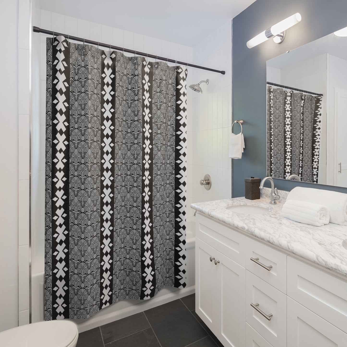 Elegant Geometric Shower Curtains, Stylish Bathroom Decor, Modern Home Accessory, Gift for Housewarming, Black and White Design