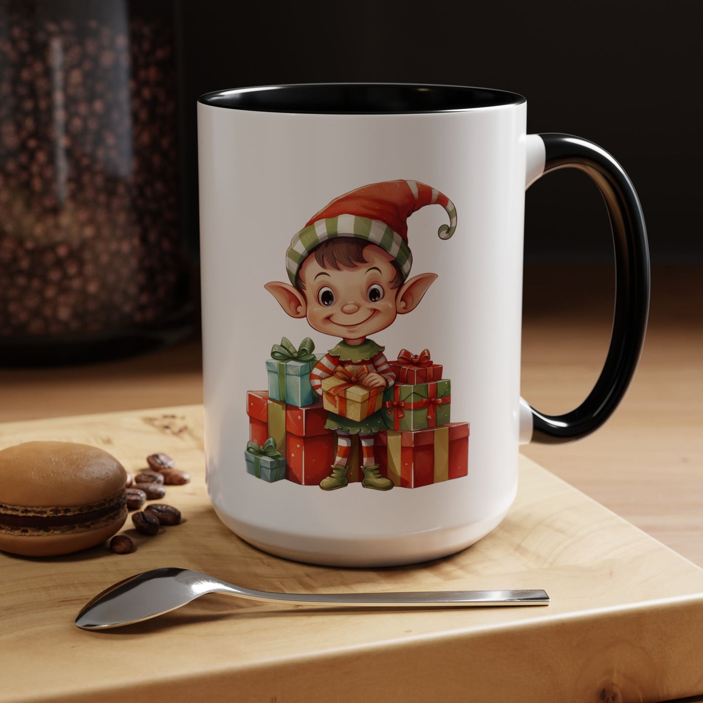 Holiday Elf Coffee Mug - Festive Gift Mug, Christmas Decor, Cute Elf Mug, Coffee Lover Gift, Winter Holiday Drinkware