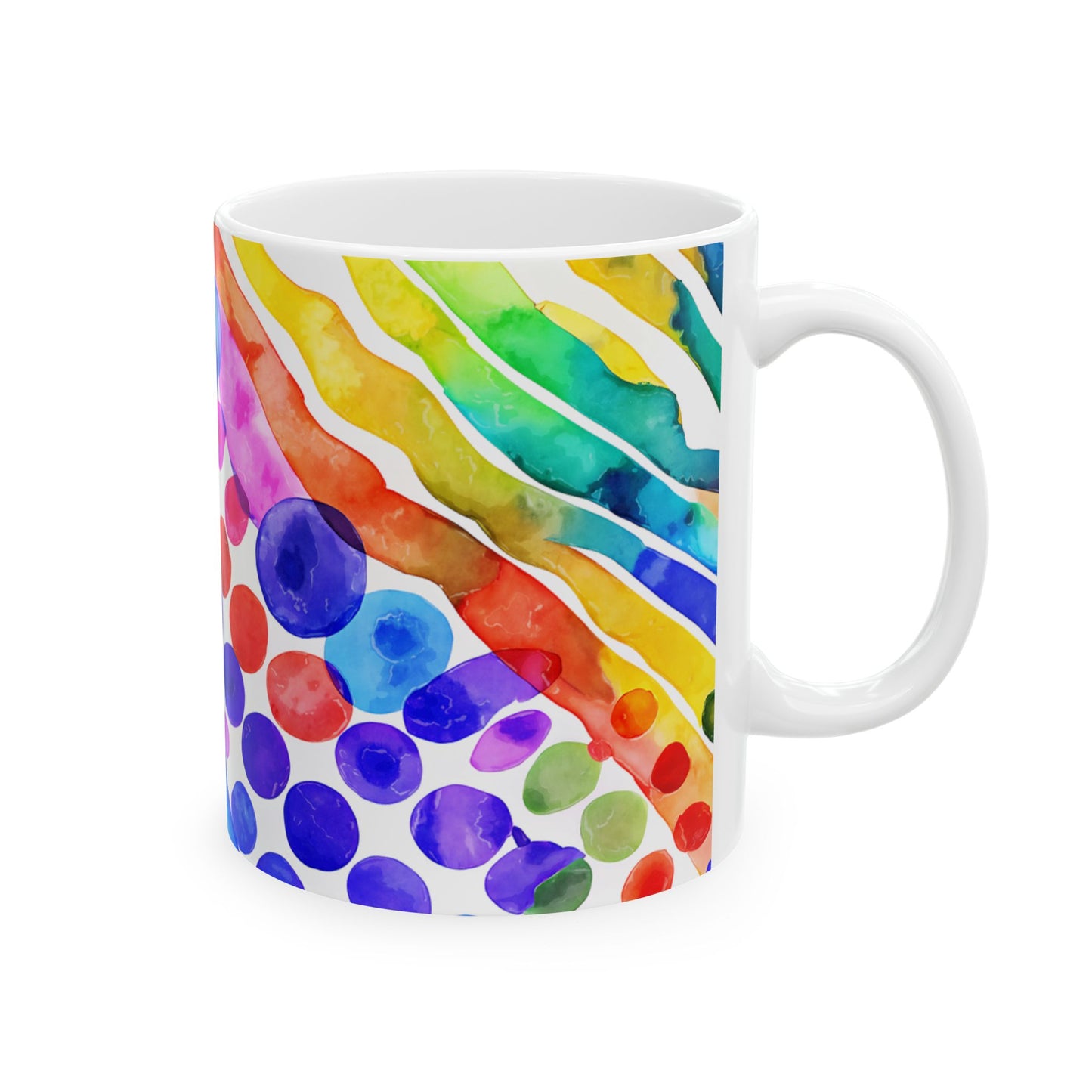 Colorful Watercolor Pattern Ceramic Mug -Gift for Birthdays, Art Enthusiasts