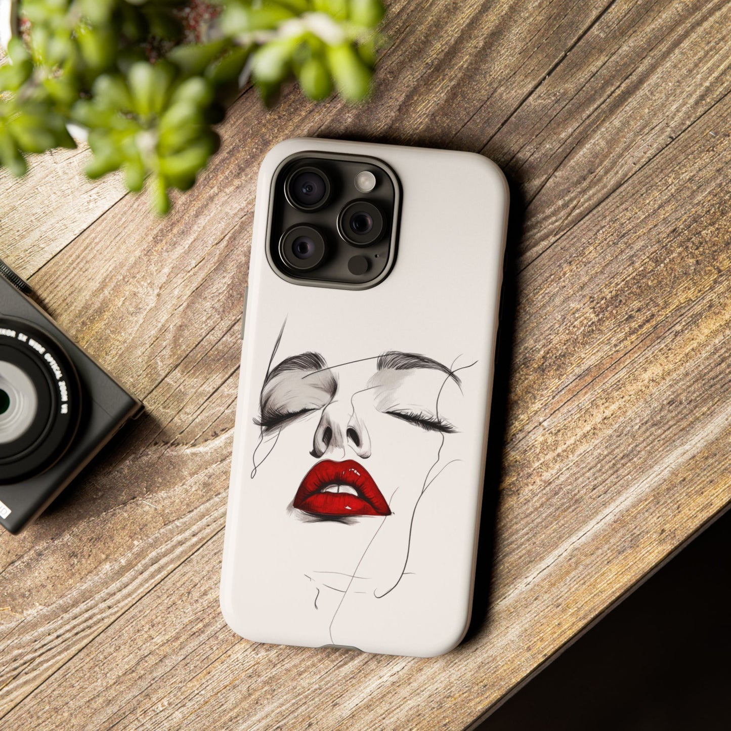 Stylish Phone Case with Artistic Lip Design, Femme Tech Accessory, Trendy Device Cover, Gift for Her, Unique Phone Accessories