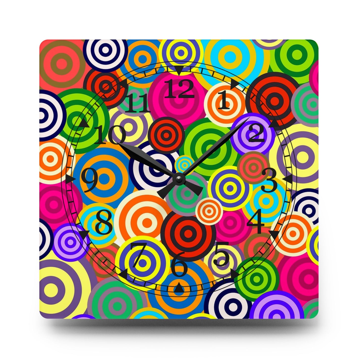 Colorful Retro Acrylic Wall Clock, Funky Home Decor, Unique Gift, Wall Art, Vibrant Timepiece