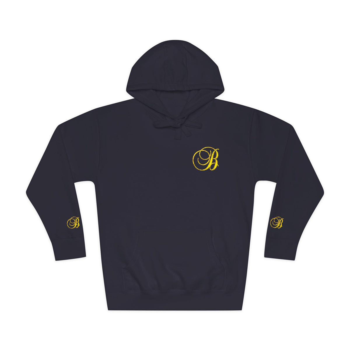Coral Gold Floral Initial Hoodie — Monogram 'B' Casual Pullover