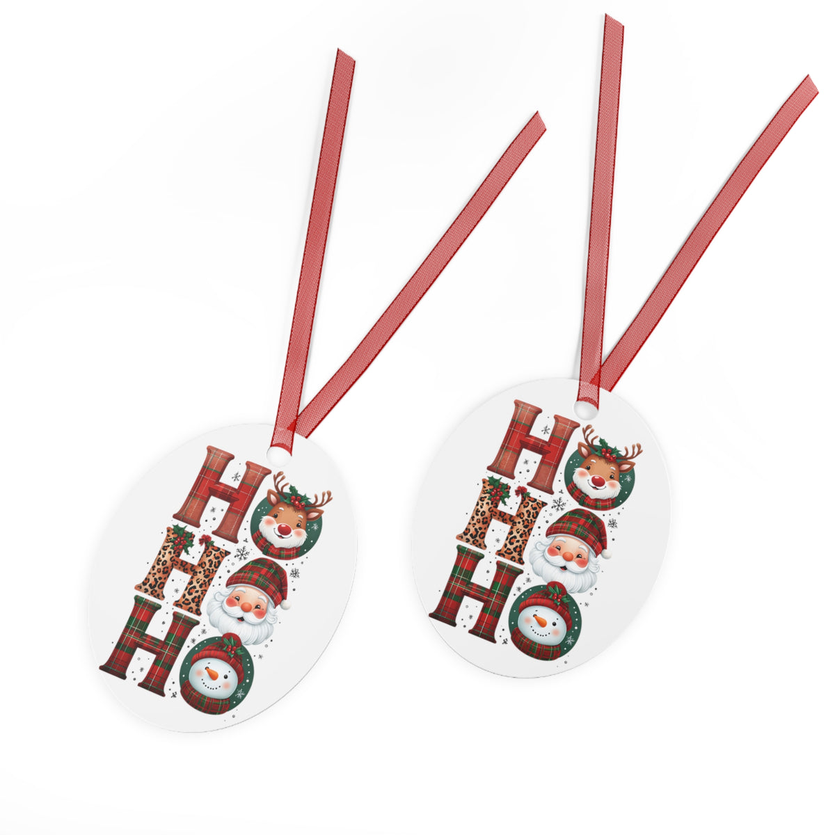 Festive Metal Ornaments, Personalized Holiday Decor, Christmas Tree Ornaments, Cute Ho Ho Ho Design, Unique Gift for Friends