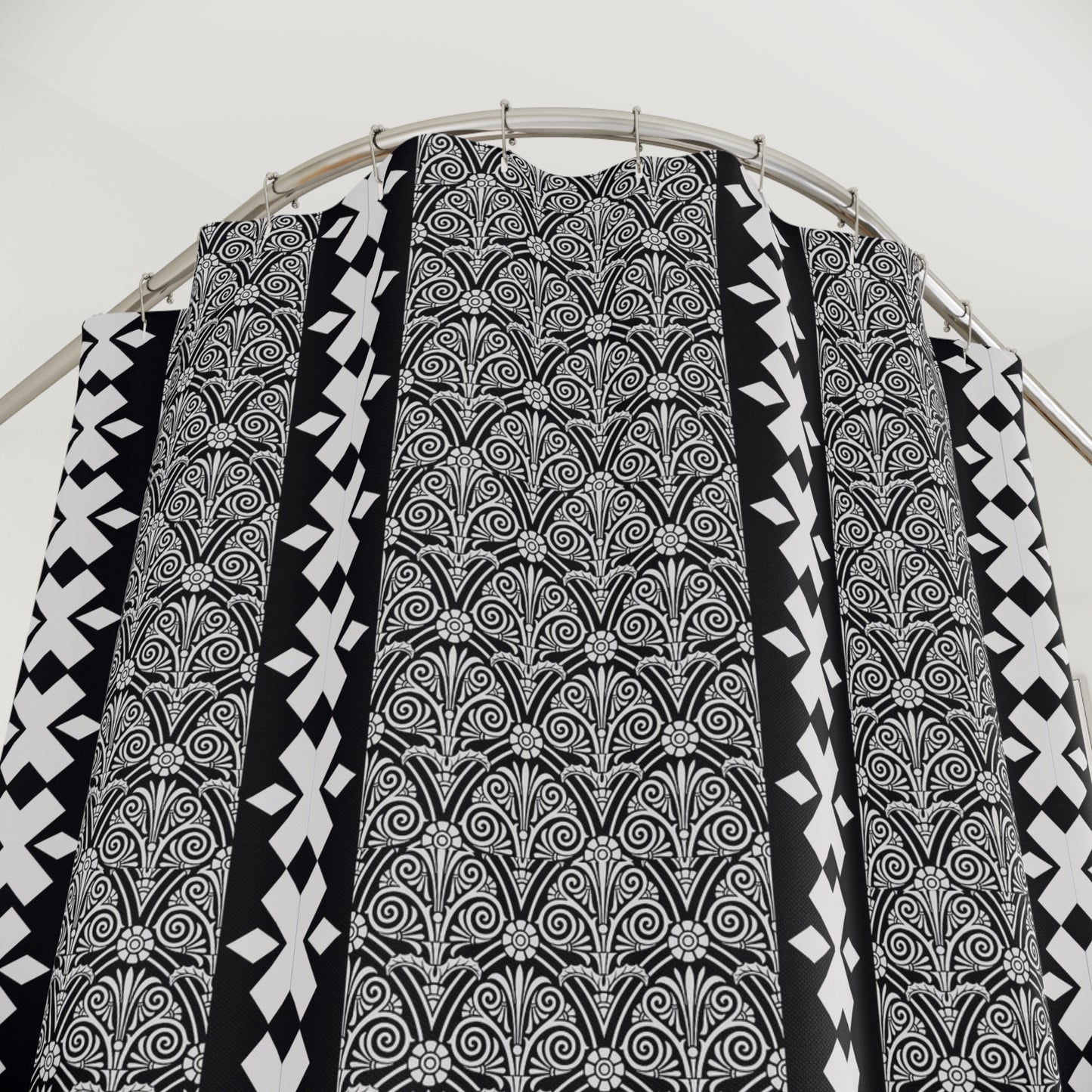 Elegant Geometric Shower Curtains, Stylish Bathroom Decor, Modern Home Accessory, Gift for Housewarming, Black and White Design