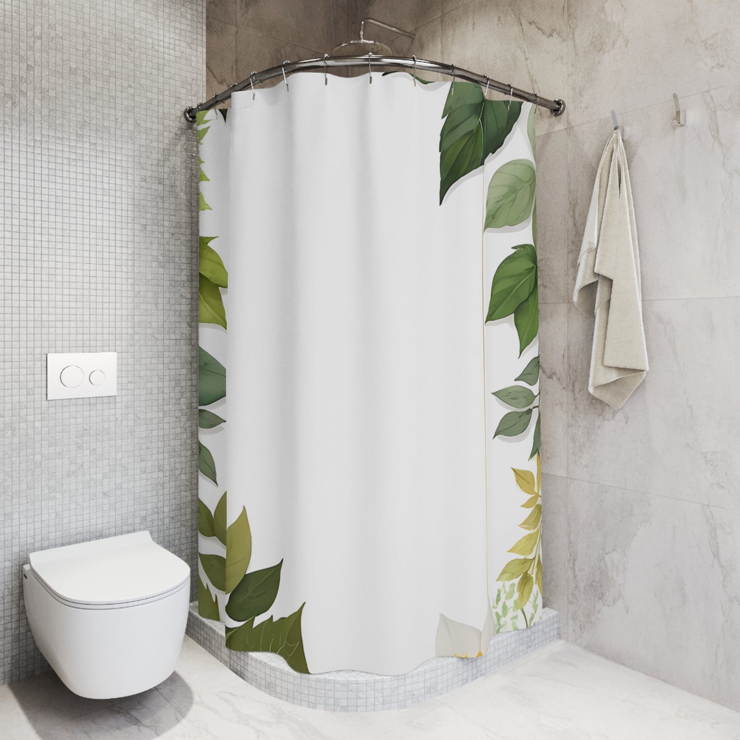 Botanical Shower Curtain, Green Leaf Design, Bathroom Decor, Eco-Friendly Curtain, Home Spa Essential
