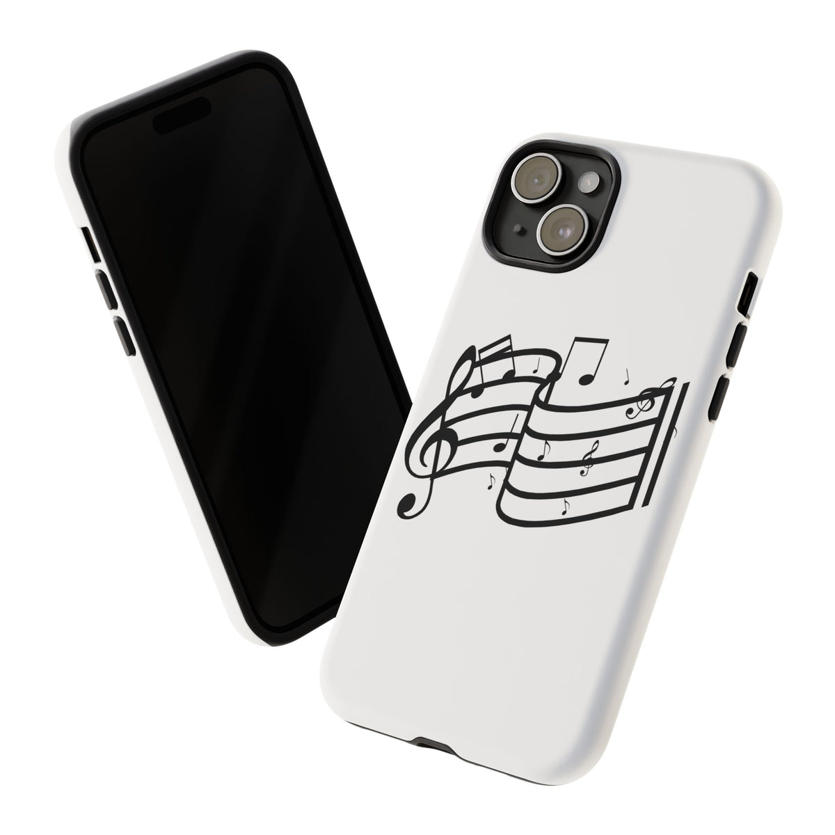 Musical Notes Phone Case — Black Treble Clef Music Staff Tough Case