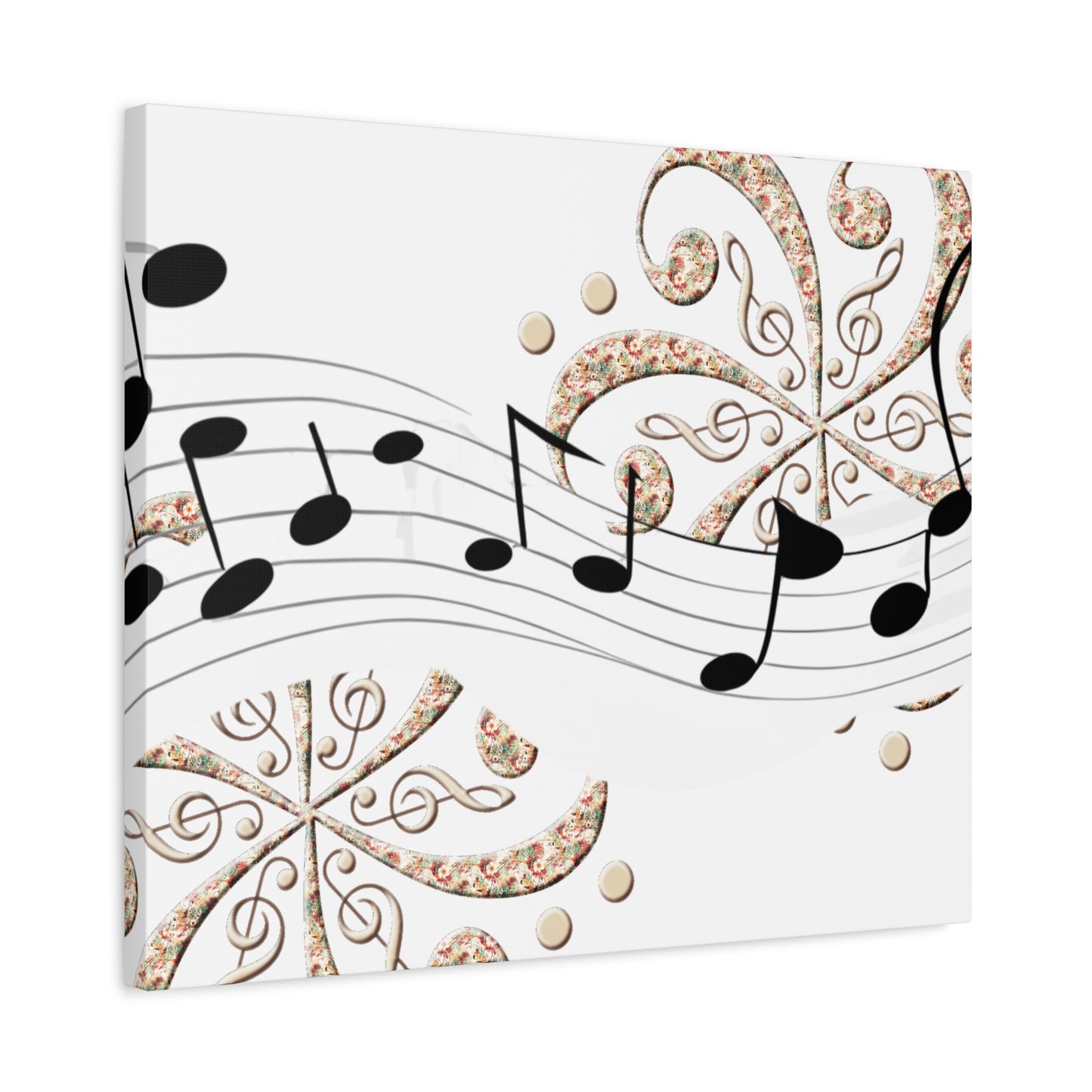 Musical Note Canvas Art, Floral Decor for Home, Music Lover Gift, Wall Art for Musicians, Unique Gift Idea