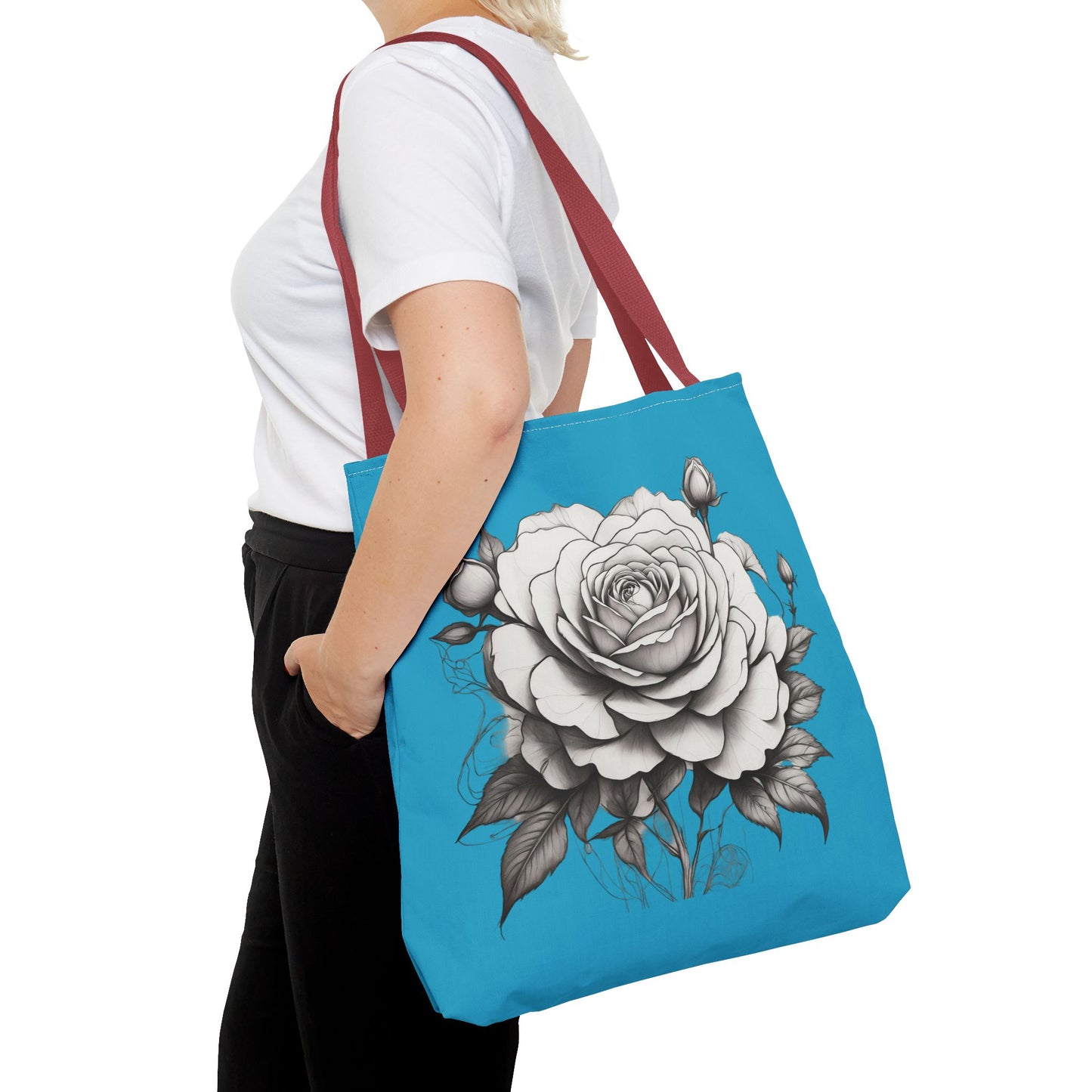 Elegant Floral Tote Bag with Roses, Chic Reusable Grocery Bag, Perfect Gift for Her, Stylish Handbag, Everyday Essentials