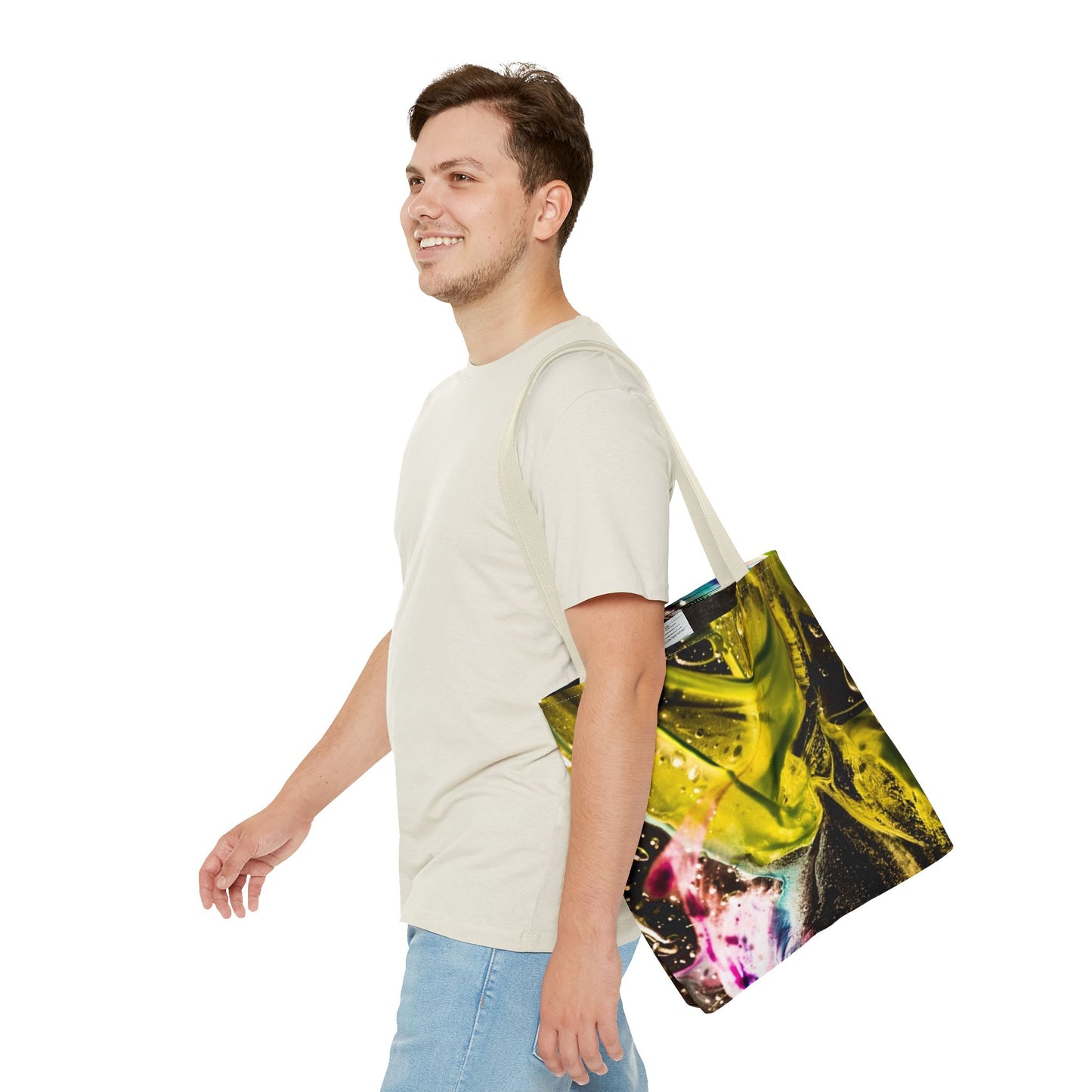 Vibrant Abstract Art Tote Bag, Colorful Reusable Shopper
