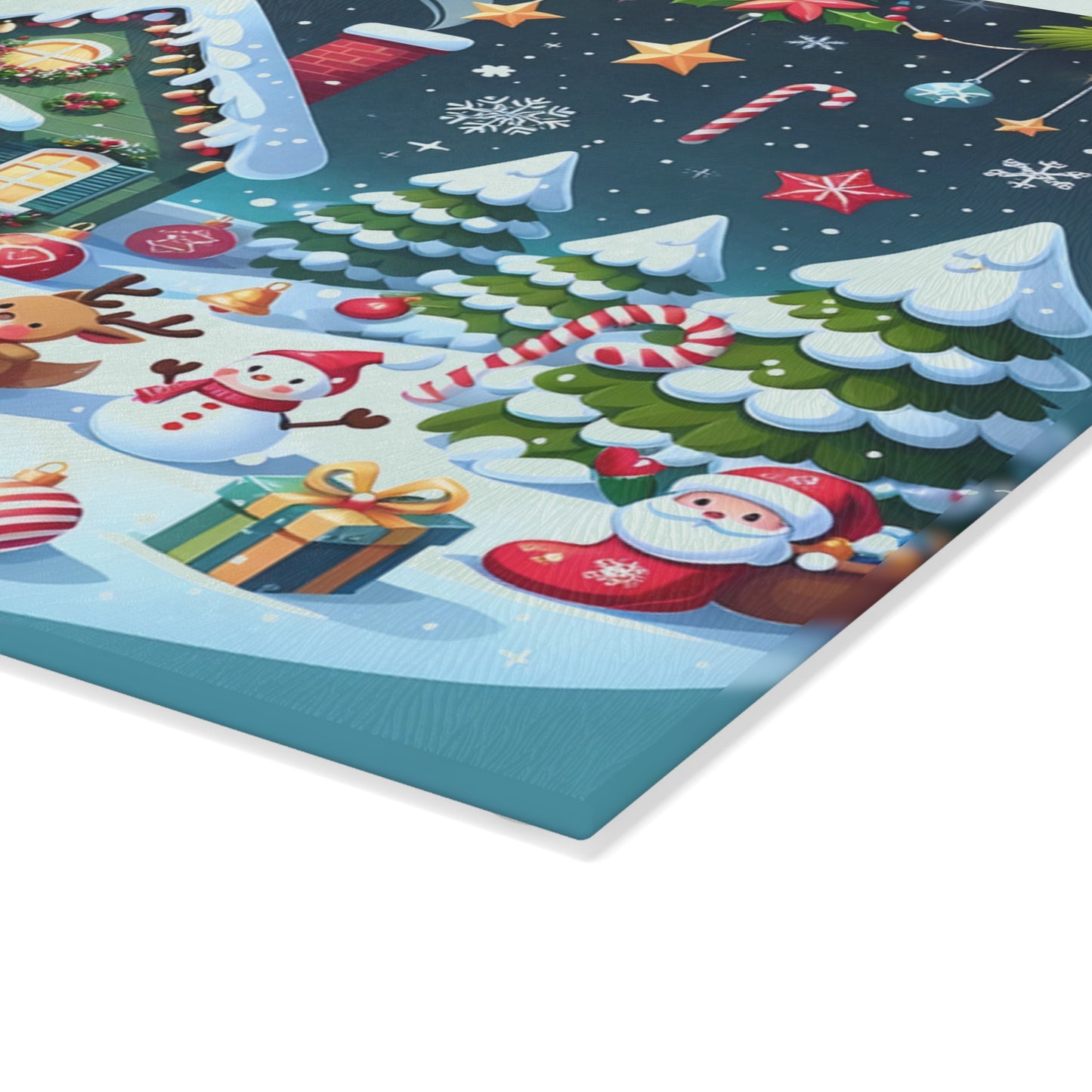 Festive Glass Cutting Board - Christmas Kitchen Decor, Holiday Gifts, Unique Home Accents, Seasonal Cooking