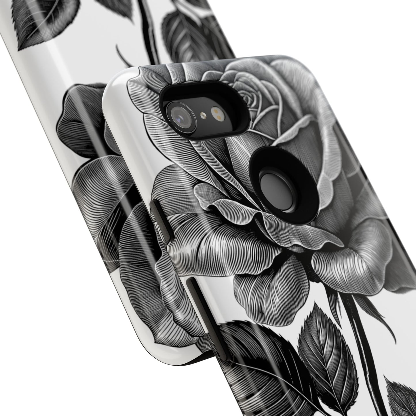 Elegant Floral Phone Case - Tough Cases, Black Rose Design, Floral Phone Cover, Stylish Phone Accessory, Gift for Her, Mother's Day