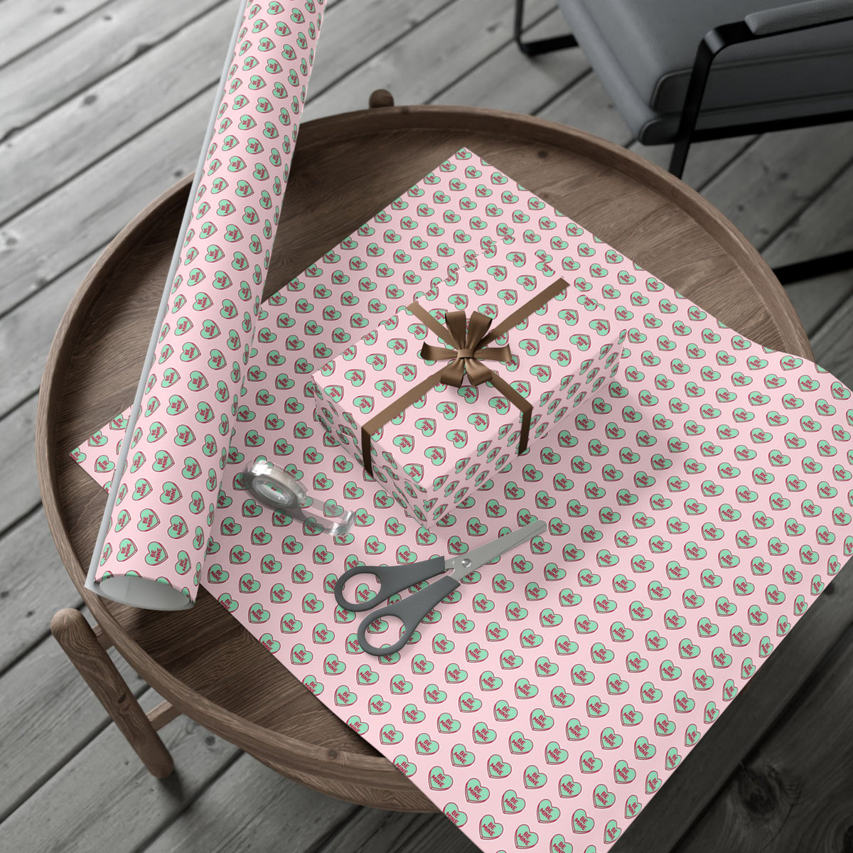 Valentine 'Be Mine' Heart Gift Wrap Paper – Pink Romantic Wrapping Sheets