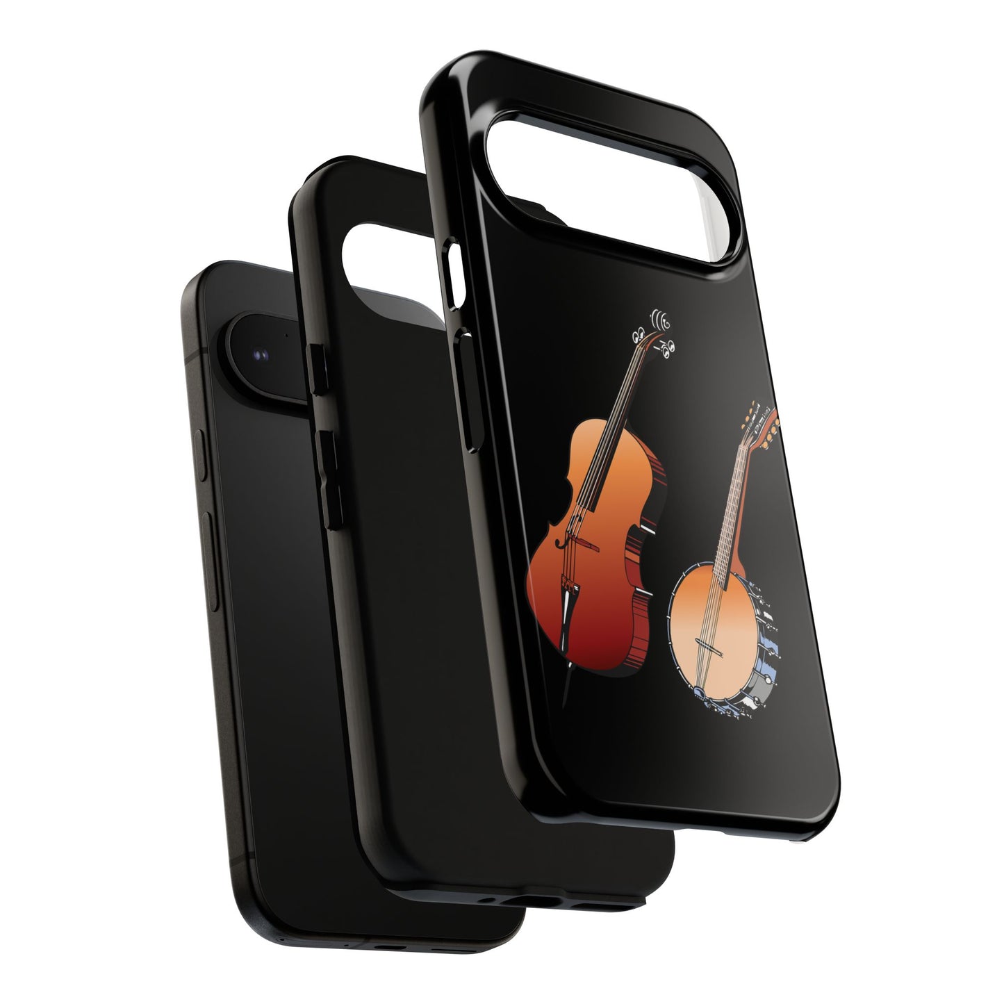 Musical Instrument Phone Case - Violin & Banjo Design, Music Lover Gift, Unique Phone Cover, Holiday Gift, Durable Tough Cases