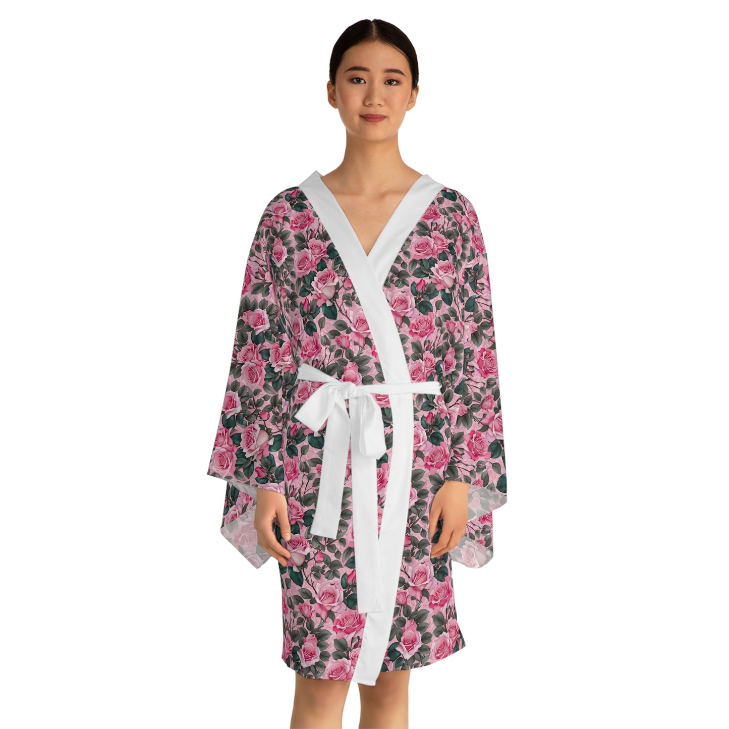 Floral Long Sleeve Kimono Robe, Cozy Loungewear, Gift for Her, Relaxing Homewear, Boho Chic, Mother's Day Robe