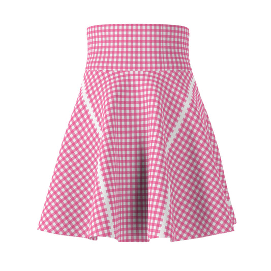 Pink Gingham Skater Skirt, Summer Fashion, Flirty Skirt, Casual Outfit, Stylish Everyday Wear, Gift for Her