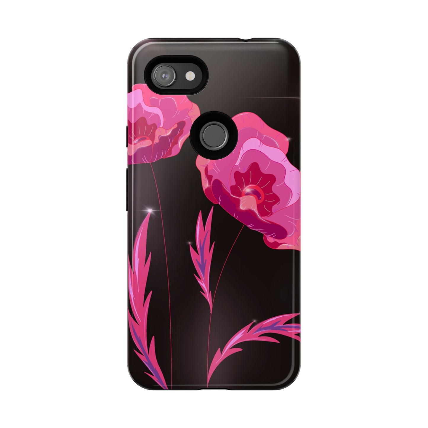 Floral iPhone Case | Tough Cases with Pink Poppy Design, Elegant Flower Phone Cover, Gift for Her, Spring Accessories, Chic Tech