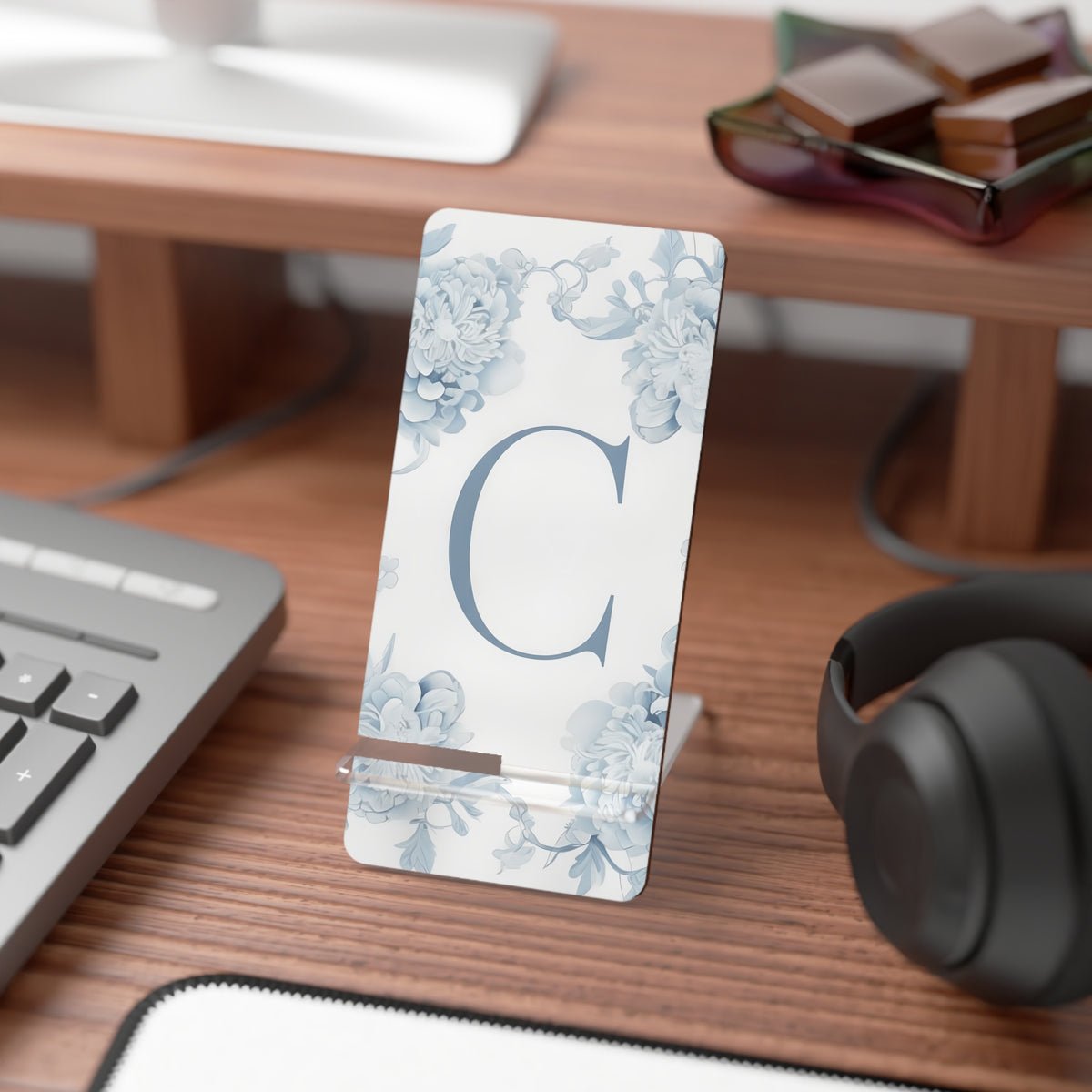 Floral Smartphone Stand, Elegant Mobile Display Holder, Personalized Tech Accessory, Desk Organizer, Gift for Her