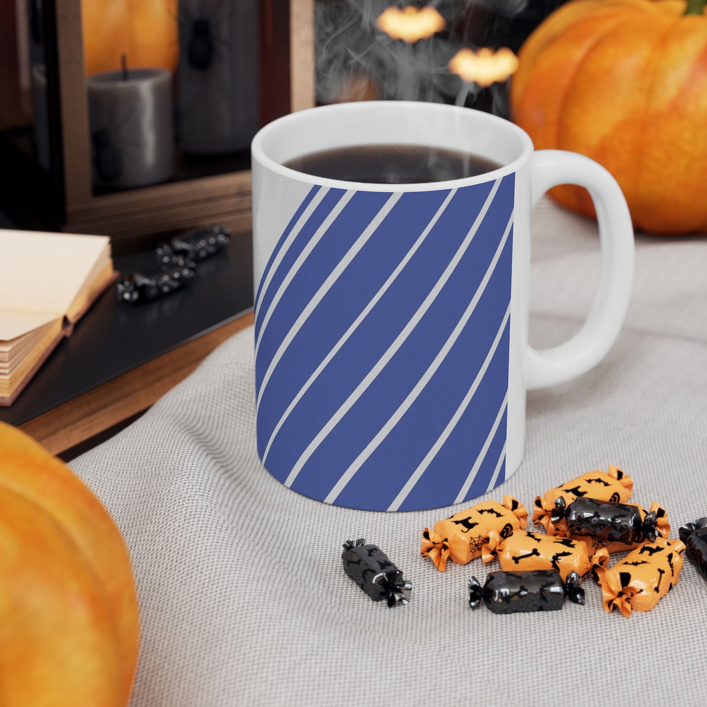 Elegant Blue Stripe Ceramic Mug | Coffee Cup, Tea Mug, Gift for Him/Her, Modern Kitchen Decor, Minimalist Design