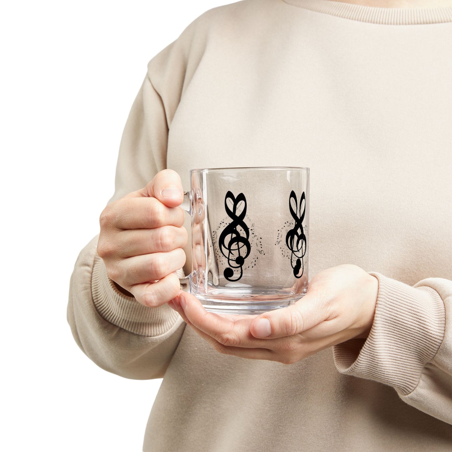 Musical Glass Mug, 10oz - Perfect for Coffee, Tea, Gifts for Music Lovers, Home Decor, Party Favors, Unique Drinkware