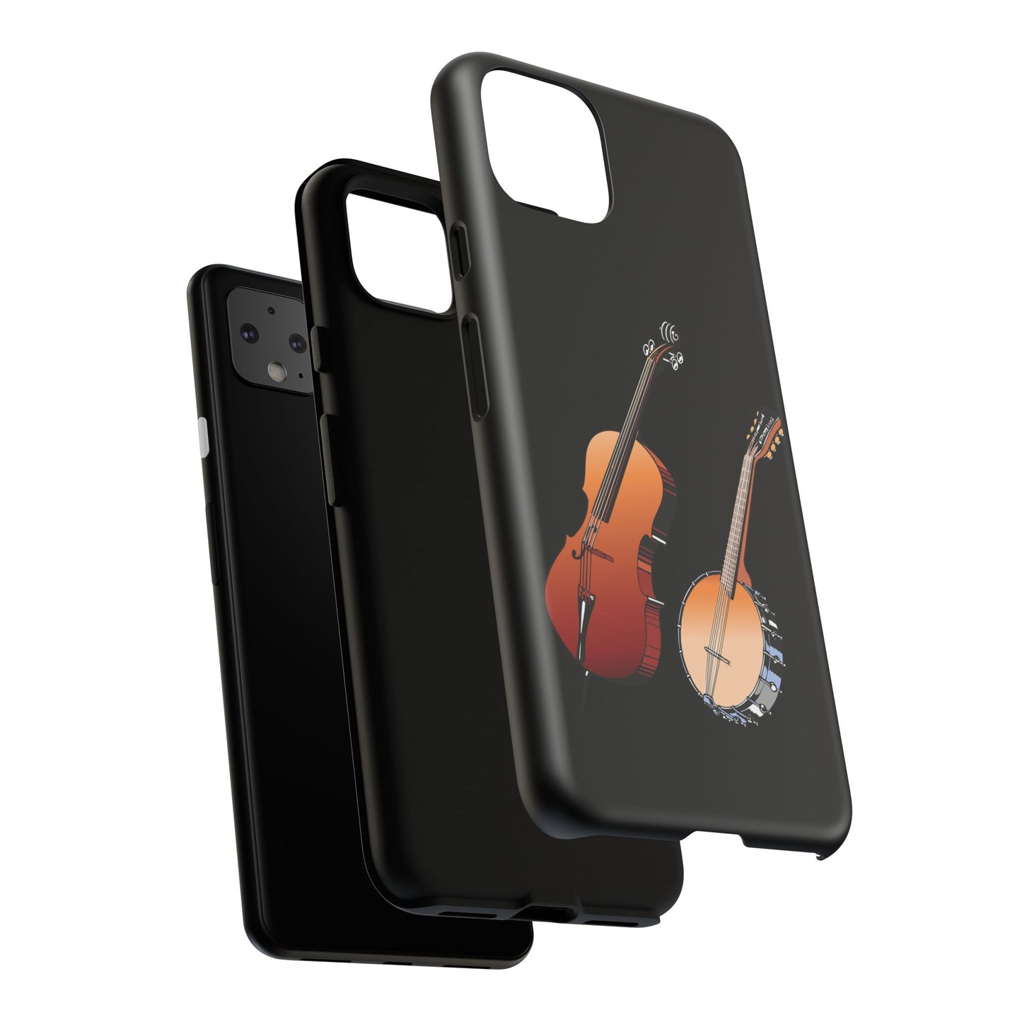 Musical Instrument Phone Case - Violin & Banjo Design, Music Lover Gift, Unique Phone Cover, Holiday Gift, Durable Tough Cases